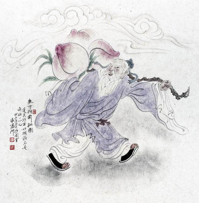 东方朔偷桃图-张翔洲