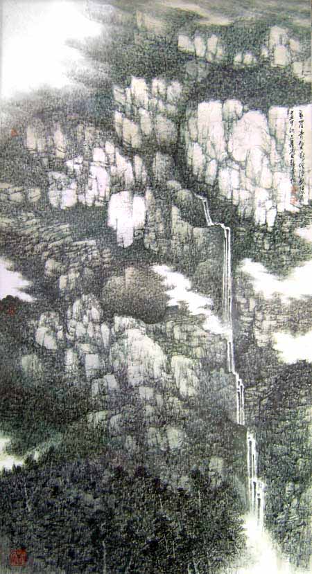 悬崖青壁断 地险碧流通96x180cm 2009年