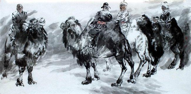 画家王晓银作品-祁连山下