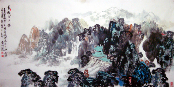 画家刘刚山水画作品欣赏-青城天下幽