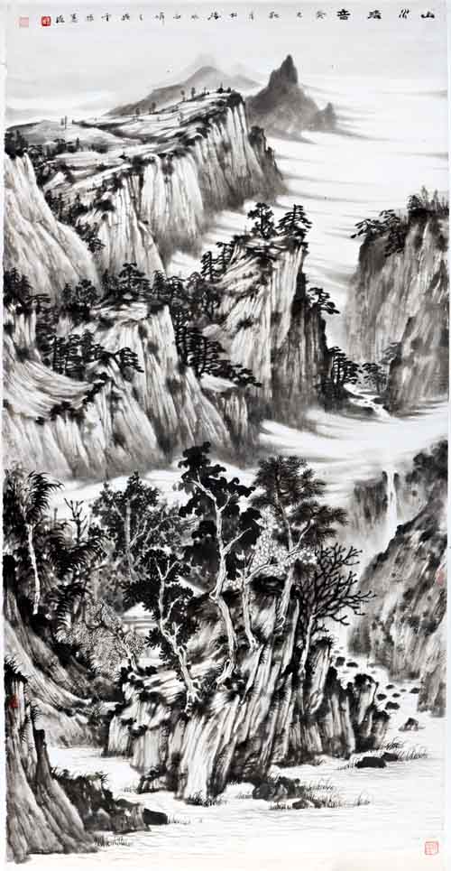 画家姜维中国画作品欣赏-《山水清音》