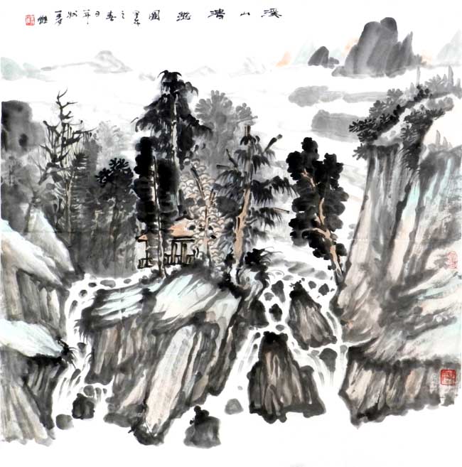 画家姜维中国画作品欣赏-溪山清幽图68+68