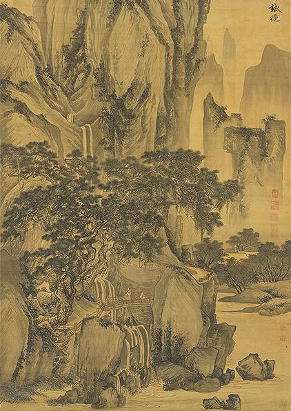 明 唐寅 画山路松声
