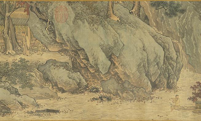 明 唐寅 溪山漁隱(局部)