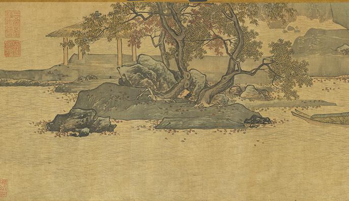 明 唐寅 溪山漁隱(局部)