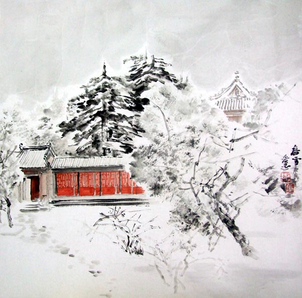 著名画家王爱忠先生作品欣赏:春雪