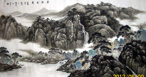 中国山水画家高潭印作品欣赏:云满玉屏