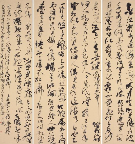 郁民华2015最新书展之草书四条屏、八尺行书二条屏欣赏