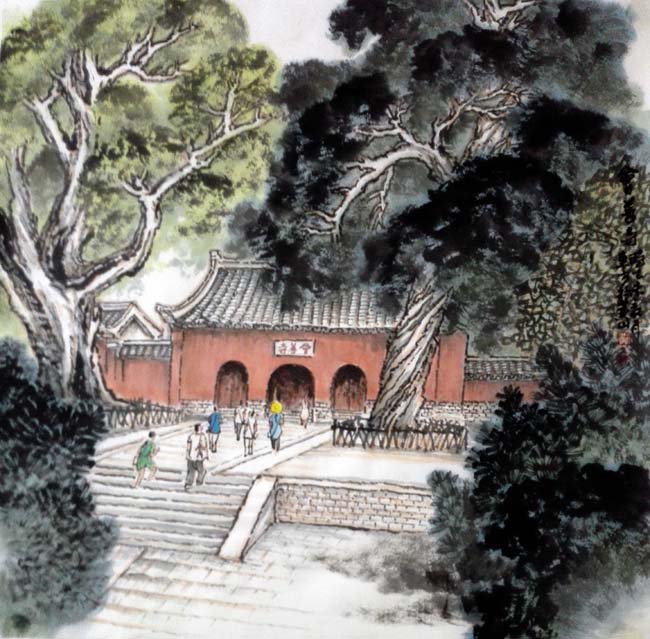 山水画家刘东方嵩山少林寺写生作品欣赏