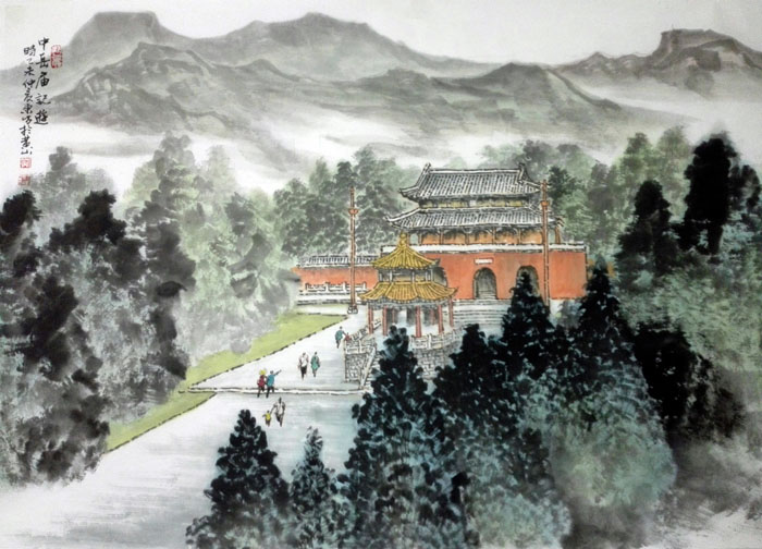 山水画家刘东方嵩山少林寺写生作品欣赏