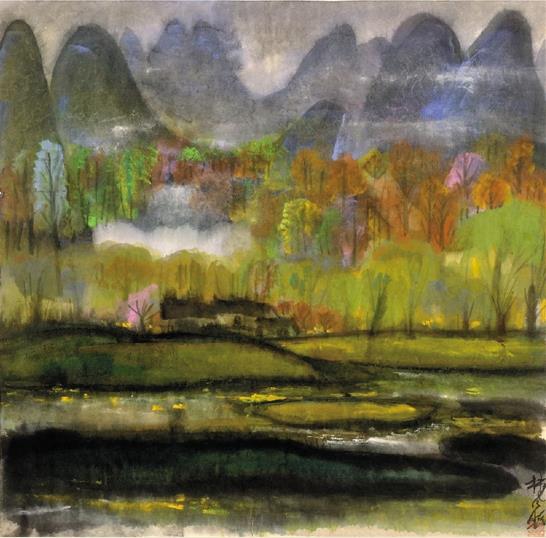 �ַ��� �羰 68��68cm 1980��� ֽ��