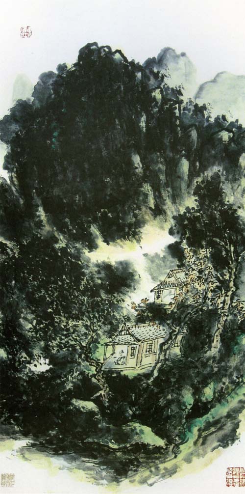 黄宾虹山水画作品欣赏:山水轴