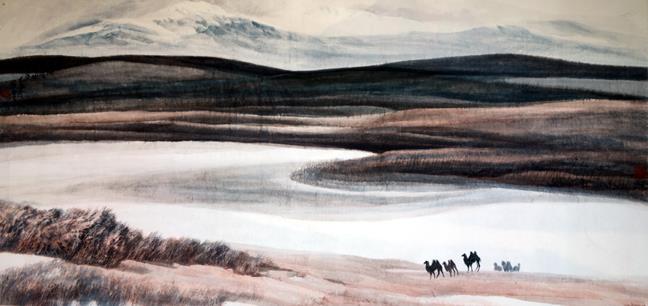 著名画家杨扬的新疆大山水画作品1