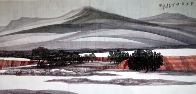 著名画家杨扬的新疆大山水画作品