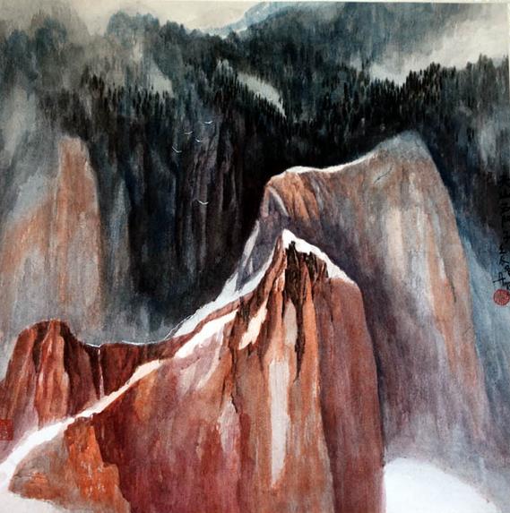 著名画家杨扬的新疆大山水画作品7