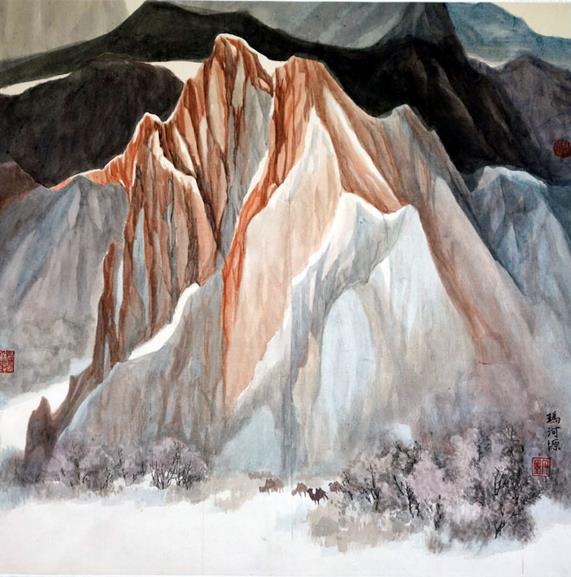 著名画家杨扬的新疆大山水画作品8