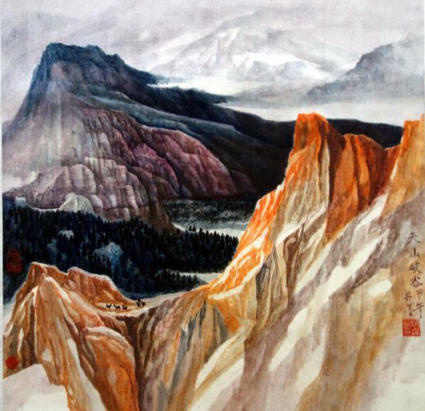 著名画家杨扬的新疆大山水画作品9