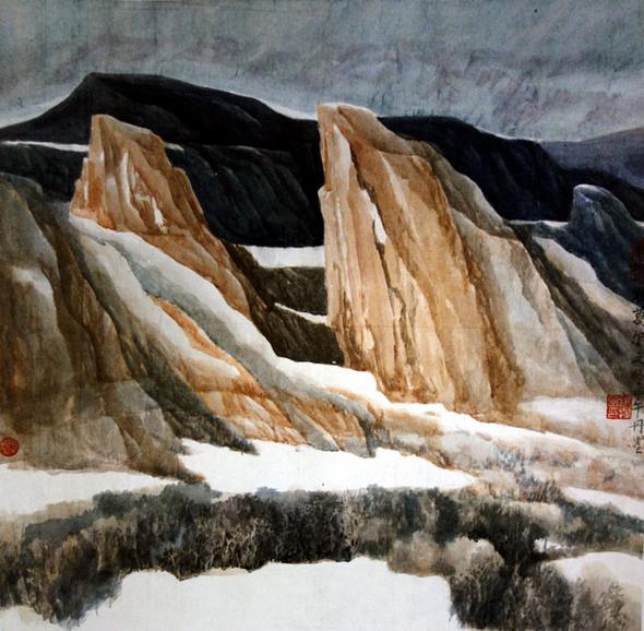 著名画家杨扬的新疆大山水画作品13