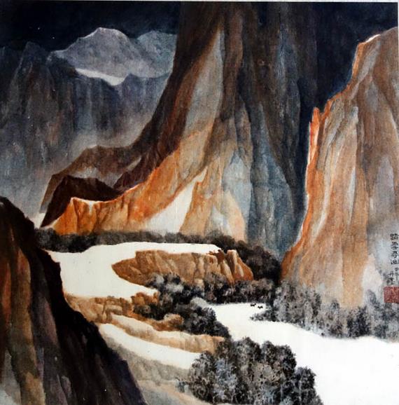 著名画家杨扬的新疆大山水画作品15
