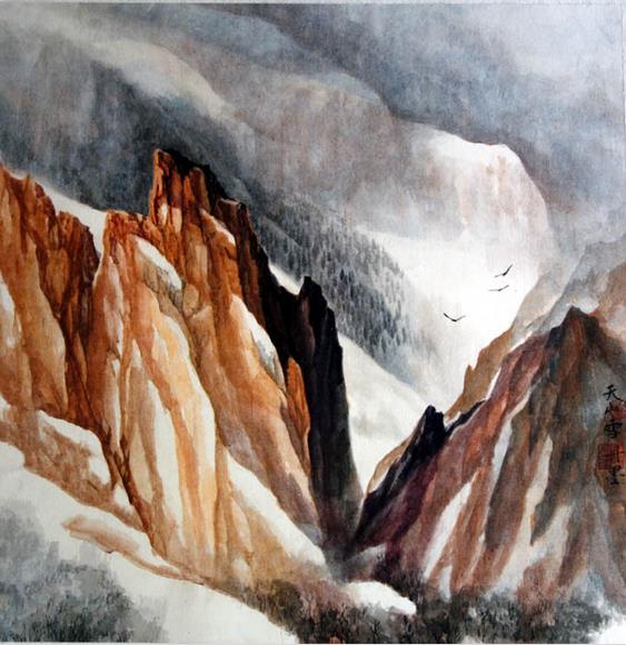 著名画家杨扬的新疆大山水画作品17