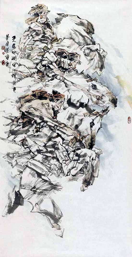 著名画家崔俊恒作品:天高地阔 136x68 2010年