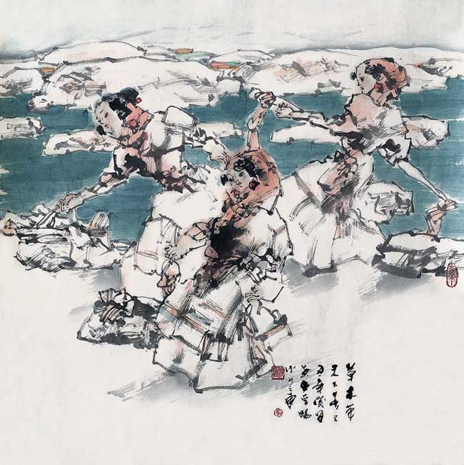 著名画家崔俊恒作品:草木荣天下春 100x100 2009年