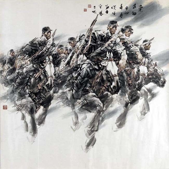 著名画家崔俊恒作品:东方红 136x136 2011年