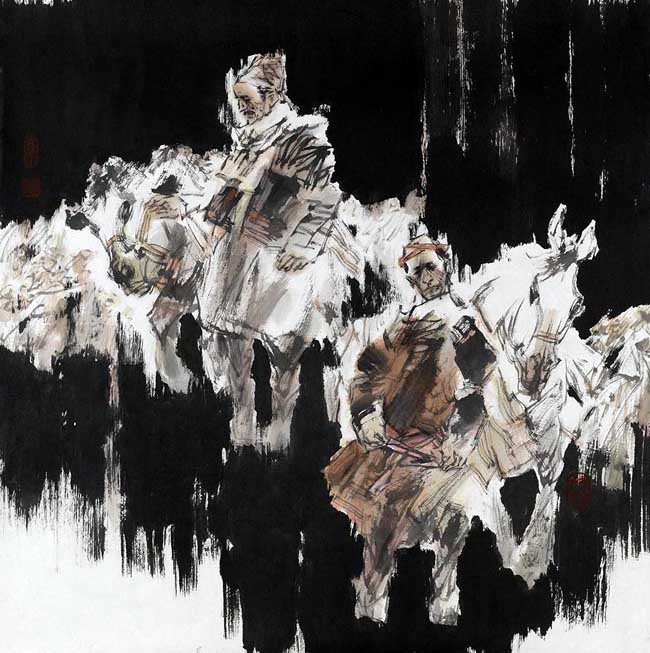 著名画家崔俊恒作品:市集 68x68 2012年
