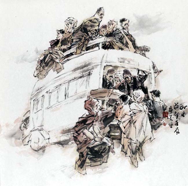 著名画家崔俊恒作品:加德满都印象 68x68 2012年