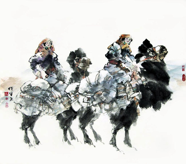 著名画家崔俊恒作品:千里之行 160x160 2003年