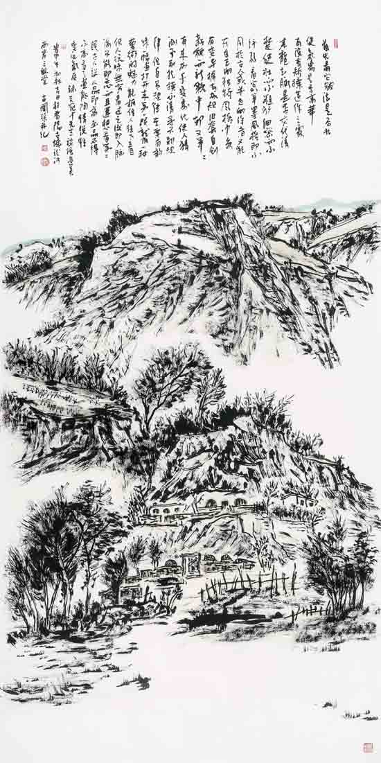 李贵文《黄土人家》_138×69cm