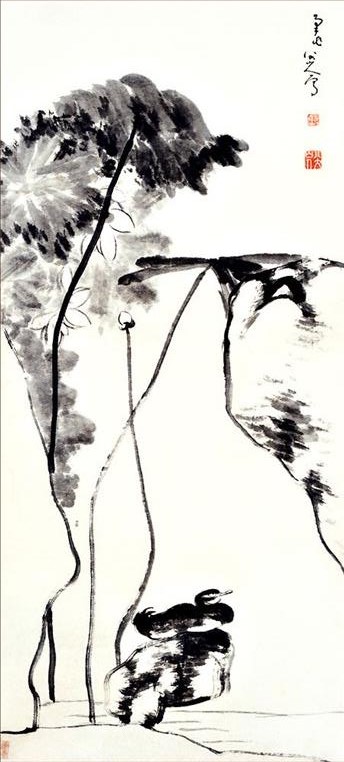 八大山人中国画作品集萃:荷鸭图