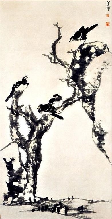 八大山人中国画作品集萃:枯木寒鸦图