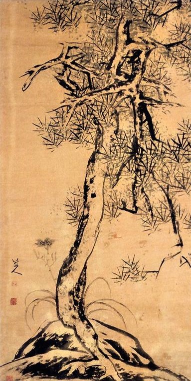 八大山人中国画作品集萃:松石萱草图