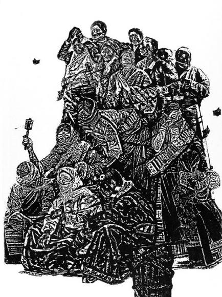 顾洪斌 唐辉(四川) 转动的经纶 版画