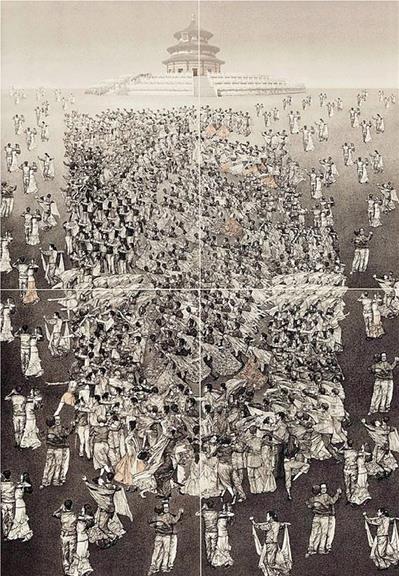 张敏杰(浙江) 广场上的舞蹈NO.2 版画