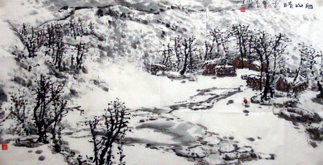 画家唐朝阳先生作品欣赏-白山晴雪图