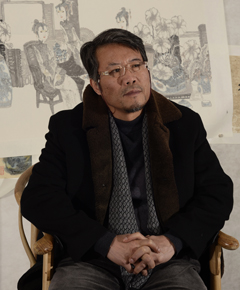 ����ֹ�����������黭��Ʒչ���ھ���Ļ