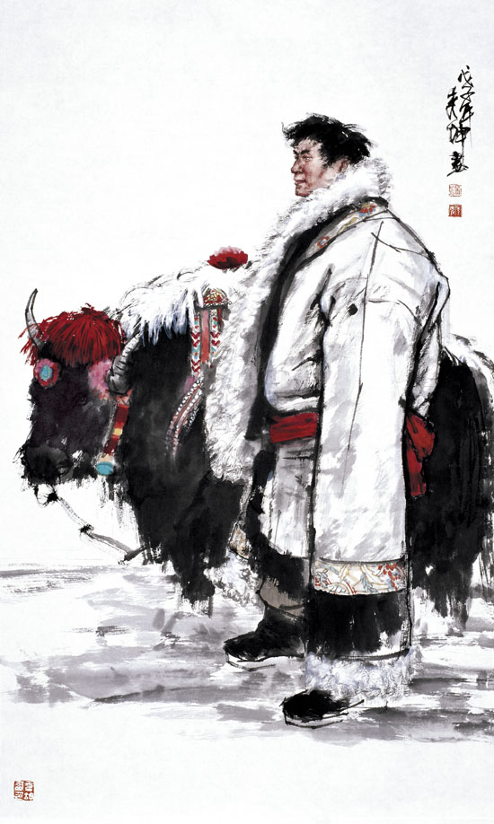  杨秀坤作品-高原牧民-120×71cm 2008年