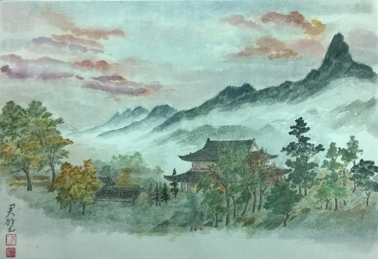 方君璧 风景 纸本设色 41.5x61cm