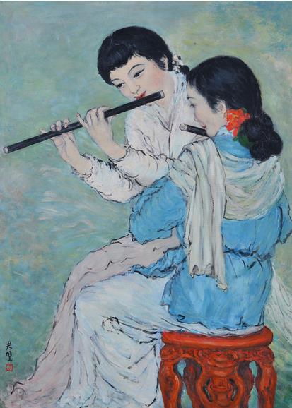 方君璧 吹笛少女_1960年_布面油画_110x81cm