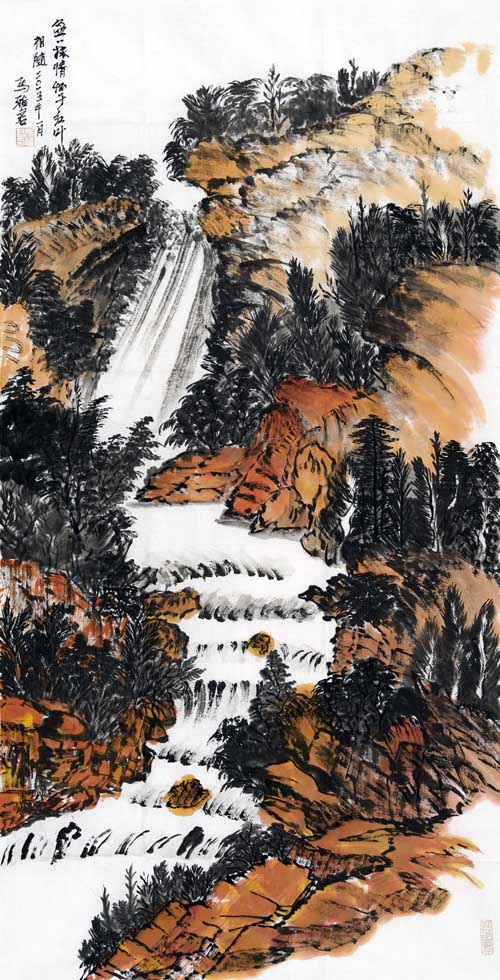 马雅君作品《盈一抹情怀于红叶相随》