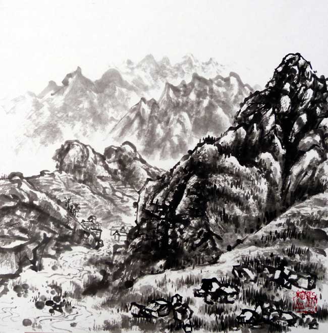《雁翅人家》 39x39cm