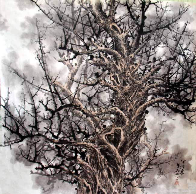 《武汉东湖千年古梅》122x122cm