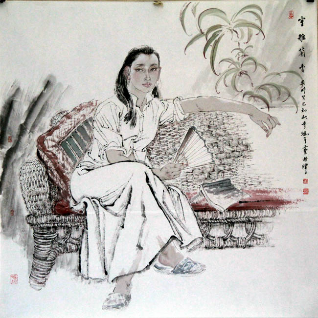 邵鸿萍作品:《室雅兰香》98cm×98cm