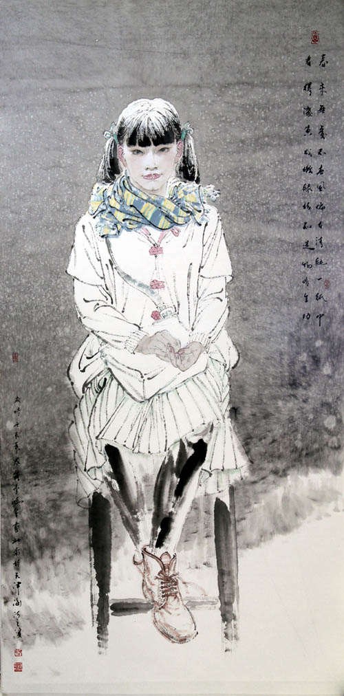 邵鸿萍作品:《凝静》68cm×136cm