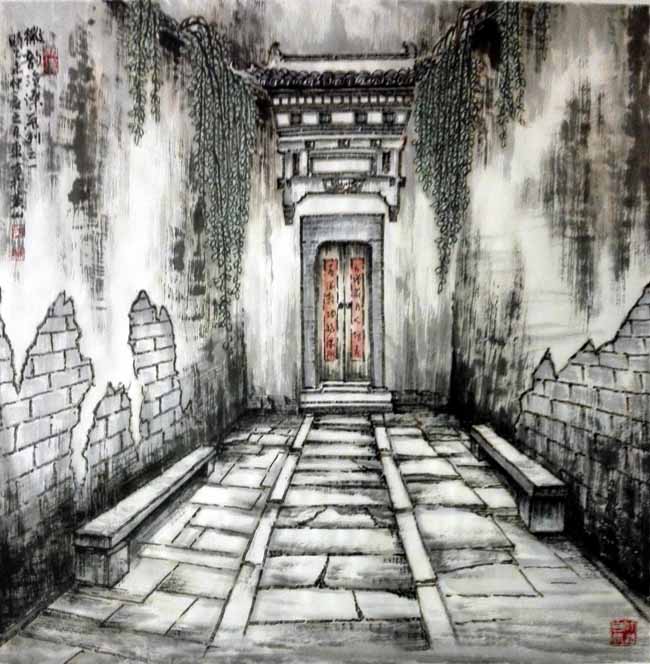 刘东方山水画写生作品:徽韵沧桑系列之一