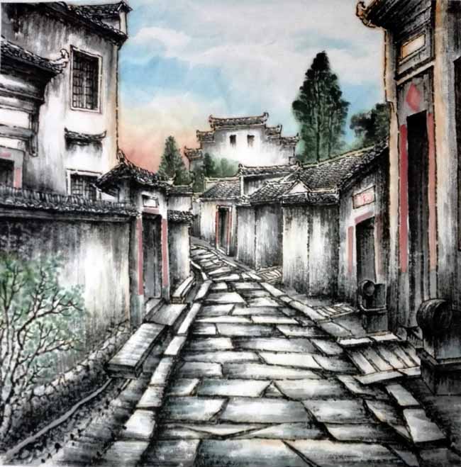 刘东方山水画写生作品:徽韵沧桑系列之三