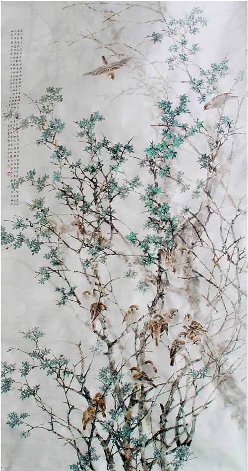 孙小农作品《闹春图》入选中国美协“和谐家园”全国工笔画作品展