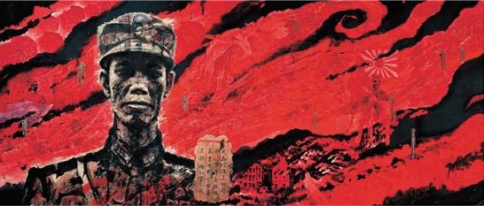 岑圣权 蔡廷锴——1932年春 中国画 160×382cm 1995年